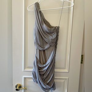 Alice + Olivia grey silk mini dress